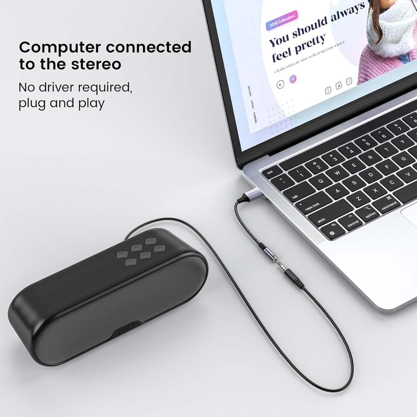 MOSWAG Adaptador De Audio Con Tarjeta De Sonido Externa USB-A a Convertidor Estéreo Auxiliar De 3,5 Mm Compatible Con Auriculares, PC, Computadora Portátil, Linux, Escritorio, PS4