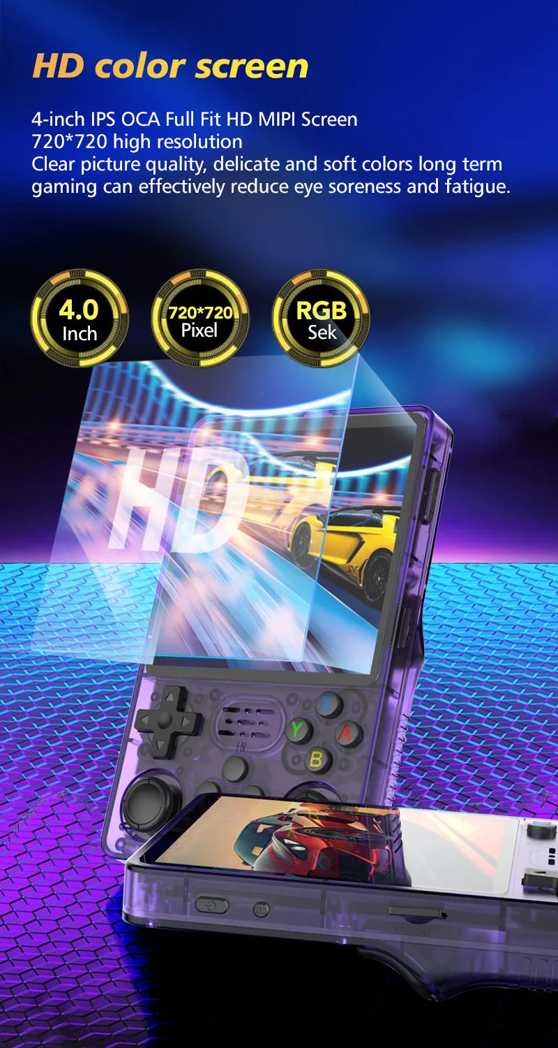 R36S plus Game Console Linux System 4.0 Inch IPS Screen Retro Handheld Game Mini Potable Pocket Video Game Consola 128G Game Kid