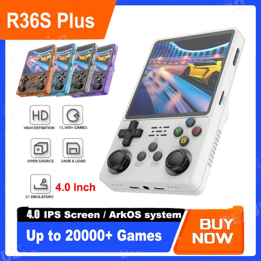 R36S plus Game Console Linux System 4.0 Inch IPS Screen Retro Handheld Game Mini Potable Pocket Video Game Consola 128G Game Kid
